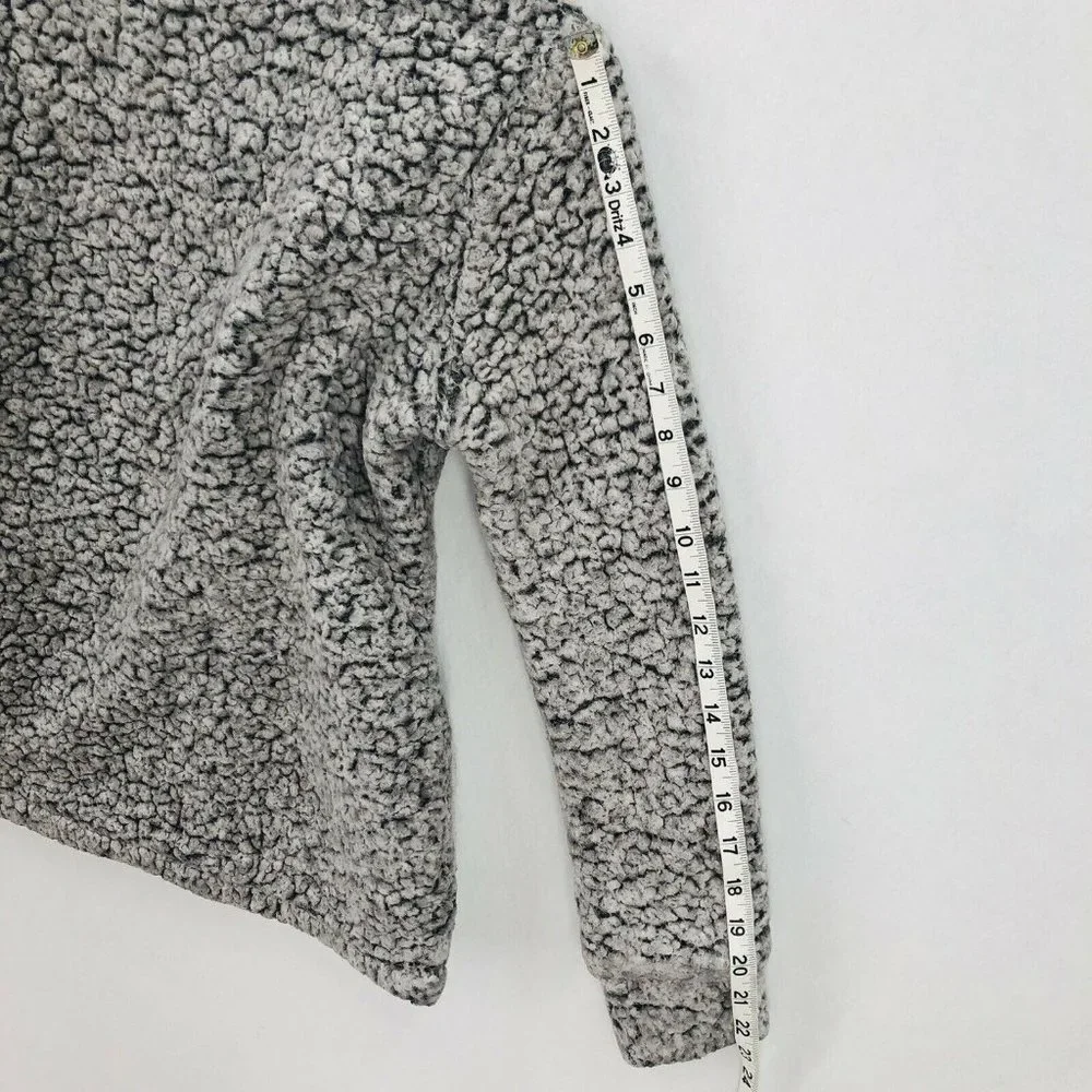 Weatherproof Vintage Womens Small Gray Faux Sherpa Fleece 1/4 Zip Pullover Lined - Picture 11 of 12